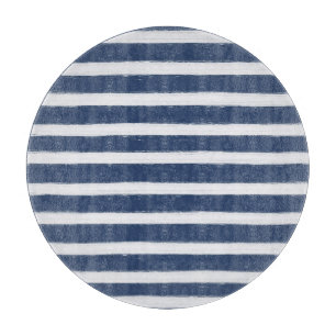 Navy Blue en White Stripes Snijplank