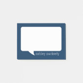 Navy Blue en White Talk Bubble Persoonlijke naam Post-it® Notes (Voorkant)