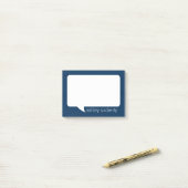 Navy Blue en White Talk Bubble Persoonlijke naam Post-it® Notes (Op bureau)
