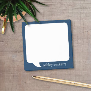 Navy Blue en White Talk Bubble Persoonlijke naam Post-it® Notes