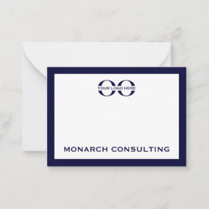 Navy Blue en White Typographic Business Logo Notitiekaartje