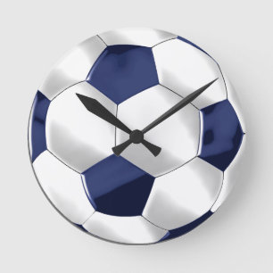 Navy Blue en White Voetbal Ronde Klok