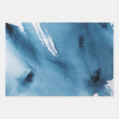 Navy Blue en White Waterverf Painterly Abstract Inpakpapier Vel (Voorkant 3)