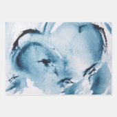 Navy Blue en White Waterverf Painterly Abstract Inpakpapier Vel (Voorkant 2)