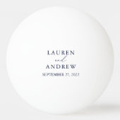 Navy Blue en White Wedding Personalized Pingpongballen (Achterkant)