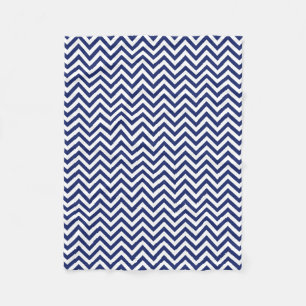 Navy Blue en White Zigzag Stripes Chevron Pattern Fleece Deken