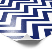 Navy Blue en White Zigzag Stripes Chevron Pattern Foto Afdruk (Hoek)