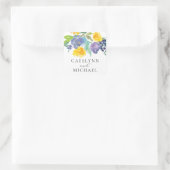 Navy Blue en Yellow Bright Floral Wedding Sticker (Tas)
