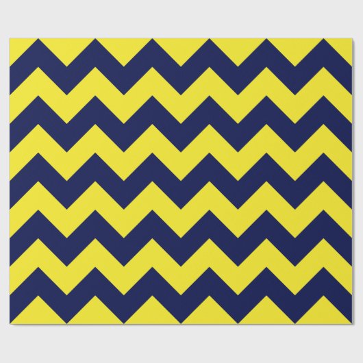 Navy Blue en Yellow Extra Large Chevron Cadeaupapier (Vlak)