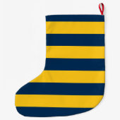 Navy Blue en Yellow Rugby Stripes - Aangepaste naa Grote Kerstsok (Achterkant)