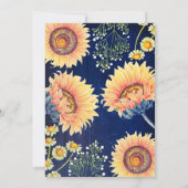 Navy Blue en Zonnebloemen Rustiek verlovingsfeest Kaart (Achterkant)