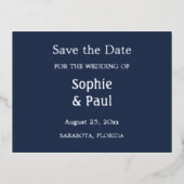 Navy Blue Enregistrer la date Foil Invitation Cart (Recto)