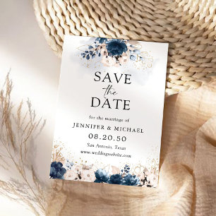 Navy Blue et Dusty Rose Enregistrer la carte Date