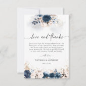 Navy Blue et Dusty Rose Mariage Merci Cartes (Devant)