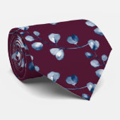 Navy Blue Eucalyptus Wedding Burgundy Stropdas (Opgerold)