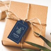 Navy Blue Evergreen Tree Gift Labels - Set van 10 Cadeaulabel