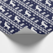 Navy Blue Fair Isle kerstSweater Pattern Cadeaupapier (Hoek)