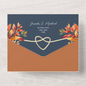 Navy Blue Fall Wedding All In One Uitnodiging (Achterkant)