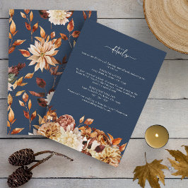 Navy Blue Fall Wedding Informatiekaartje