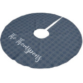 Navy Blue Familienaam Custom Christmas Kerstboom Rok (Gekanteld)