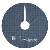 Navy Blue Familienaam Custom Christmas Kerstboom Rok (Voorkant)