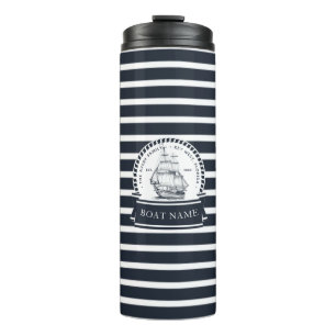 Navy Blue Family Name Boat Thermosbeker