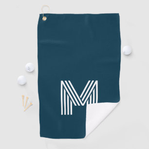 Navy Blue Fathers Day Simple Monogram Golfhanddoek
