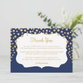 Navy Blue faux baby shower Bedankkaart (Staand voorkant)