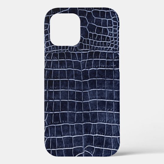 Navy Blue Faux Crocodile Leather Case-Mate iPhone Case (Achterkant)