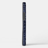 Navy Blue Faux Crocodile Leather Case-Mate iPhone Case (Achterkant / Rechts)