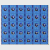 Navy Blue Faux Glitter Bokeh Sparkly Monogram Cadeaupapier (Vlak)