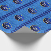 Navy Blue Faux Glitter Bokeh Sparkly Monogram Cadeaupapier (Hoek)