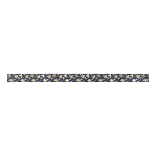 Navy blue faux goudshabby  chic floral lint (Voorkant)
