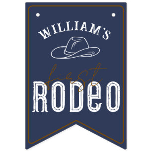 Navy Blue First Rodeo Fotobanner – Westerne Cowbo Vlaggetjes
