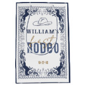 Navy Blue First Rodeo Verjaardag Gift Bag – Wester Medium Cadeauzakje (Voorkant)