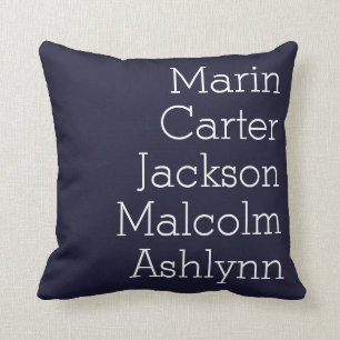 Navy Blue Five Kinder Names Persoonlijke Familie Kussen