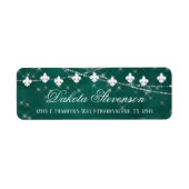 Navy Blue Fleur de Lis Fairy Light | Adres Etiket (Voorkant)