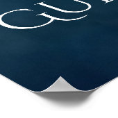 Navy Blue Fleur de Lis Fairy Light | Weddenschap Poster (Hoek)