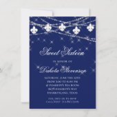 Navy Blue Fleur de Lis Fairy Light | Zoet 16 Kaart (Voorkant)