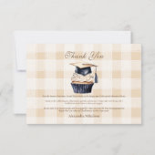 Navy Blue Floral Afstuderen Bedankkaart (Voorkant)