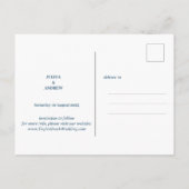 Navy Blue Floral bewaart de datum Postkaart (Achterkant)