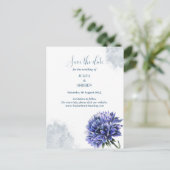 Navy Blue Floral bewaart de datum Postkaart (Staand voorkant)