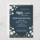 Navy Blue Floral Bridal Shower Invitation (Devant)
