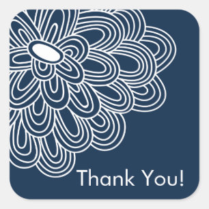 Navy Blue Floral Dank u Vrijgezellenfeest gunst Vierkante Sticker