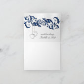 Navy Blue Floral Design Bedankkaart (Binnen)