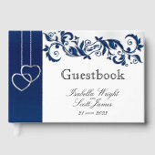 Navy Blue Floral Design - Guestbook Gastenboek (Voorkant)