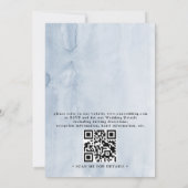 Navy Blue Floral Dusty Budget QR Code Wedding Kaart (Achterkant)