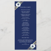 Navy Blue Floral Elegant Anemone Bouquet Wedding Programma (Achterkant)