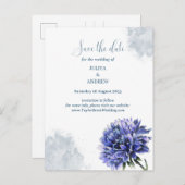 Navy Blue Floral enregistrer la date Carte postale (Devant / Derrière)