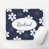 Navy Blue Floral, gepersonaliseerd Muismat (Met muis)